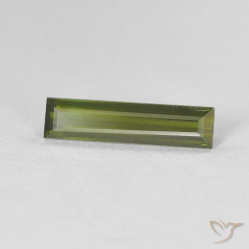 Tormalina Verde terroso naturale da 1.00 ct, Taglio a baguette, VVS