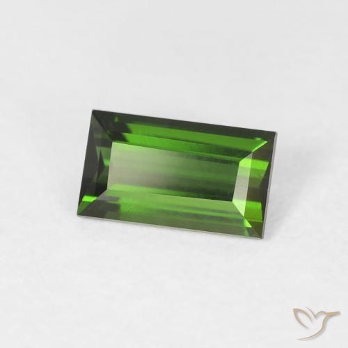 Tormalina Verde terroso naturale da 0.82 ct, Taglio a baguette, VVS
