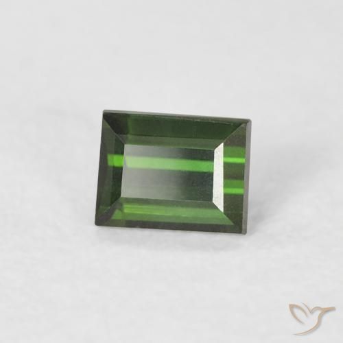 Tormalina Verde scuro naturale da 0.35 ct, Taglio a baguette, VVS