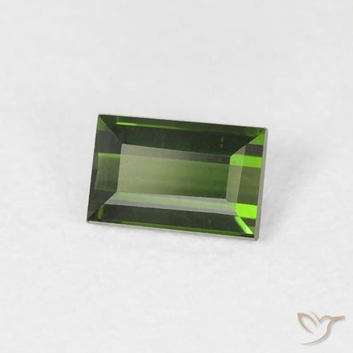 Tormalina Verde terroso naturale da 0.45 ct, Taglio a baguette, VVS