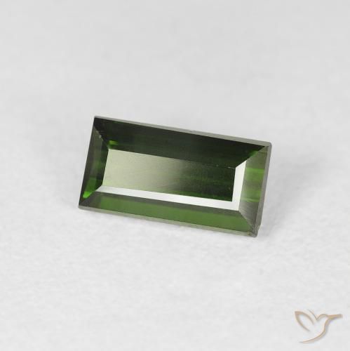 Tormalina Verde scuro terroso naturale da 1.07 ct, Taglio a baguette, VS