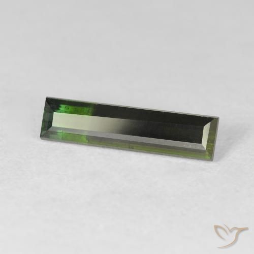 Tormalina Verde molto scuro naturale da 1.61 ct, Taglio a baguette, VS
