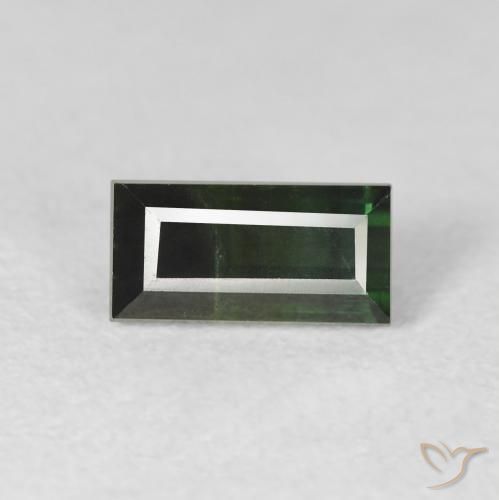 1.14ct Naturale Verde molto scuro Tormalina, Taglio a baguette, VS