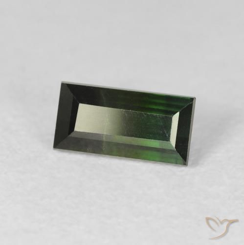 Tormalina Verde molto scuro naturale da 1.14 ct, Taglio a baguette, VS