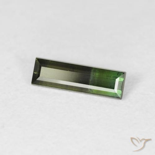 Tormalina Verde molto scuro naturale da 0.54 ct, Taglio a baguette, VS