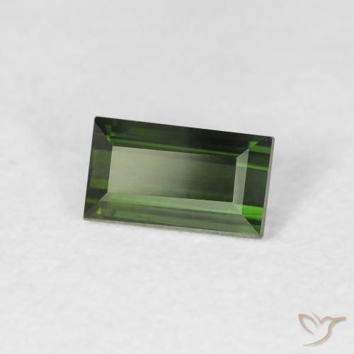Tormalina Verde molto scuro naturale da 0.74 ct, Taglio a baguette, VS