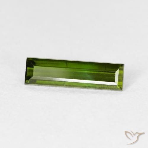 Tormalina Verde terroso naturale da 0.83 ct, Taglio a baguette, VVS-VS