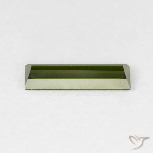 Tormalina Verde scuro naturale da 0.87 ct, Taglio a baguette, VVS-VS