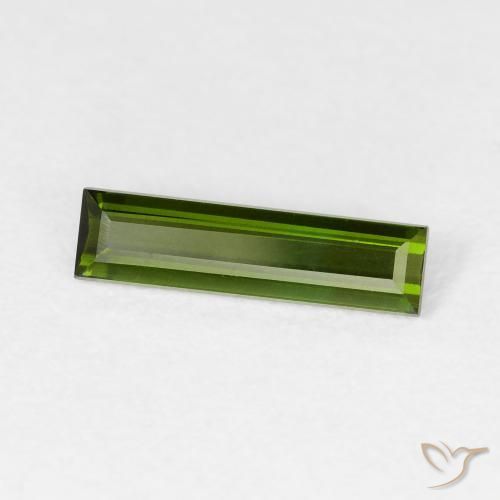 Tormalina Verde scuro naturale da 0.76 ct, Taglio a baguette, VVS-VS