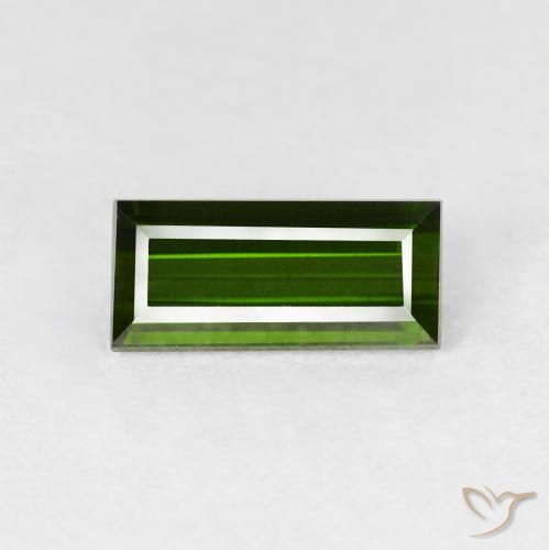 1.10ct Naturale Verde scuro Tormalina, Taglio a baguette, VVS
