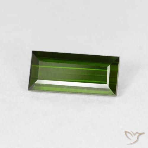 Tormalina Verde scuro naturale da 1.10 ct, Taglio a baguette, VVS