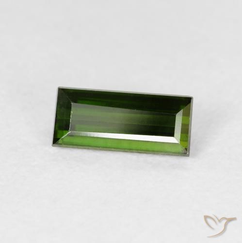 Tormalina Verde terroso naturale da 0.98 ct, Taglio a baguette, VVS