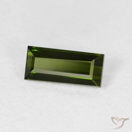 Tormalina Verde scuro naturale da 0.77 ct, Taglio a baguette, VVS