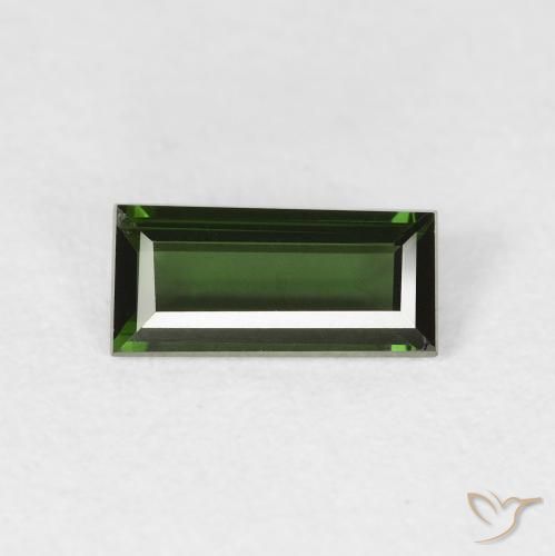 0.71ct Naturale Verde scuro Tormalina, Taglio a baguette, VVS