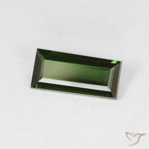Tormalina Verde scuro naturale da 0.71 ct, Taglio a baguette, VVS