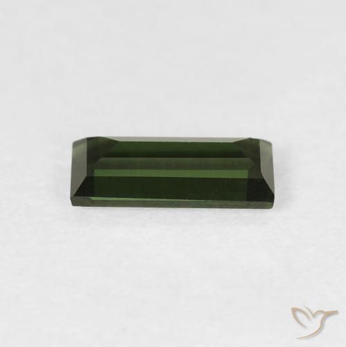 Tormalina Verde scuro naturale da 0.71 ct, Taglio a baguette, VVS