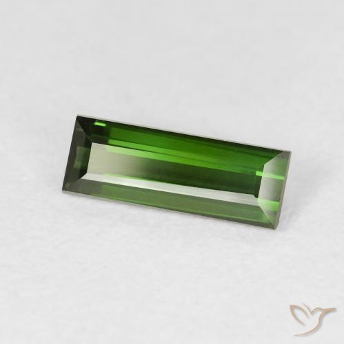 Tormalina Verde terroso naturale da 0.91 ct, Taglio a baguette, VVS-VS