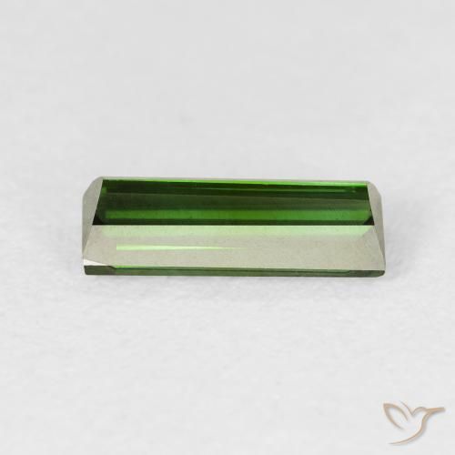 Tormalina Verde terroso naturale da 0.91 ct, Taglio a baguette, VVS-VS