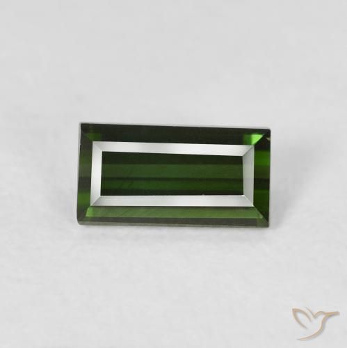 Tormalina Verde caldo naturale da 0.95 ct, Taglio a baguette, VVS