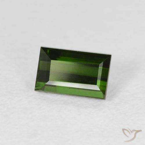 Tormalina Verde scuro naturale da 0.90 ct, Taglio a baguette, VVS