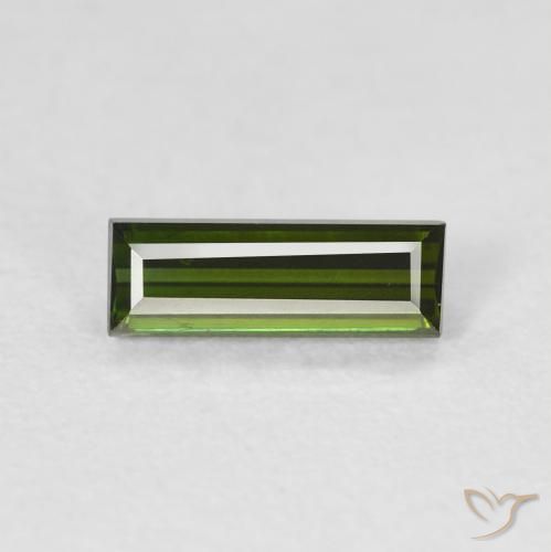 0.66ct Naturale Verde scuro Tormalina, Taglio a baguette, VVS