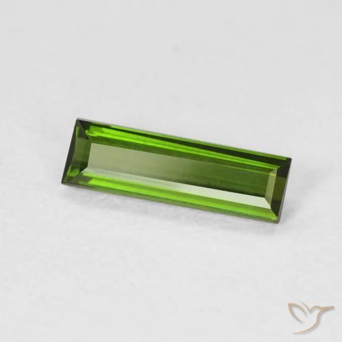 Tormalina Verde giallastro naturale da 0.67 ct, Taglio a baguette, VVS