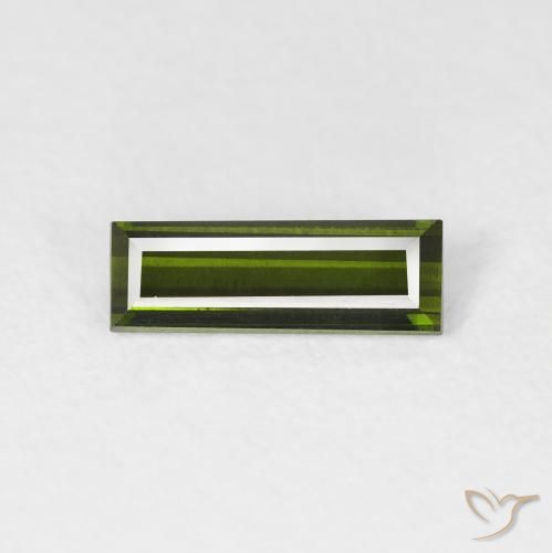 0.63ct Naturale Verde terroso Tormalina, Taglio a baguette, VVS