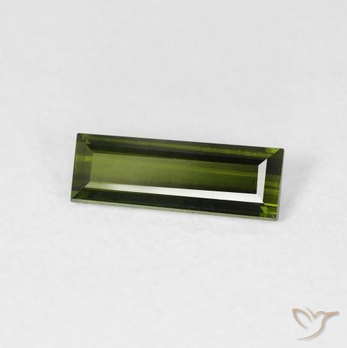 Tormalina Verde terroso naturale da 0.63 ct, Taglio a baguette, VVS