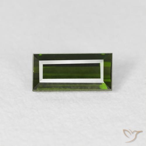 0.51ct Naturale Verde terroso Tormalina, Taglio a baguette, VVS