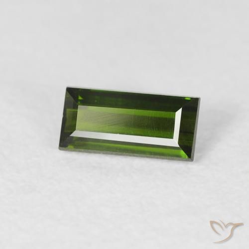 Tormalina Verde terroso naturale da 0.51 ct, Taglio a baguette, VVS