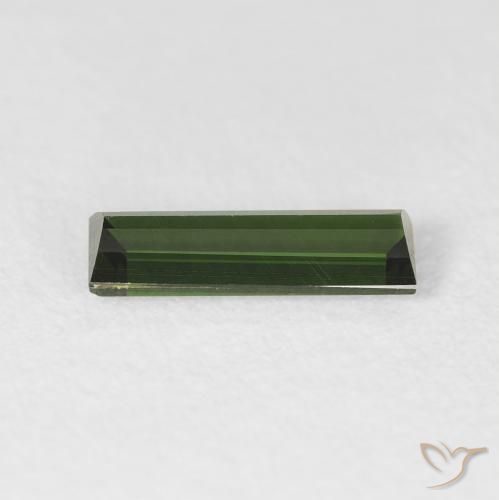 Tormalina Verde terroso naturale da 0.71 ct, Taglio a baguette, VVS