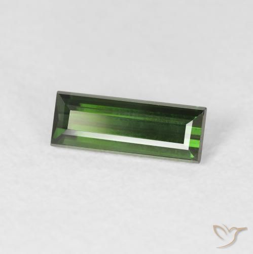 Tormalina Verde scuro naturale da 0.70 ct, Taglio a baguette, VVS