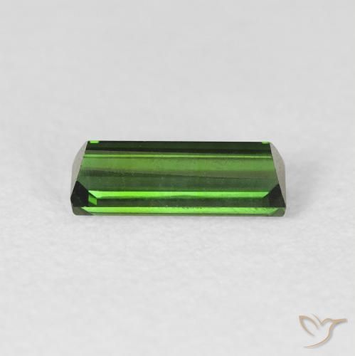 Tormalina Verde scuro naturale da 0.70 ct, Taglio a baguette, VVS