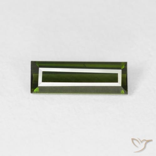 0.69ct Naturale Verde scuro Tormalina, Taglio a baguette, VVS