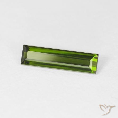 Tormalina Verde terroso naturale da 0.94 ct, Taglio a baguette, VVS-VS