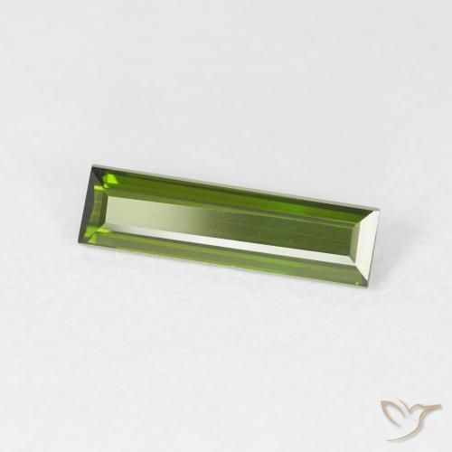 Tormalina Verde scuro naturale da 0.95 ct, Taglio a baguette, VVS-VS