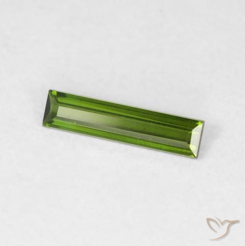 Tormalina Verde terroso naturale da 0.38 ct, Taglio a baguette, VVS