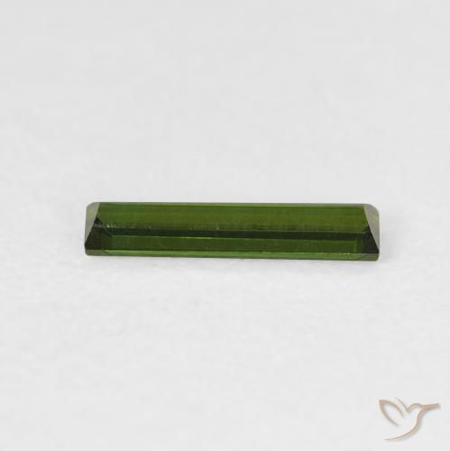 Tormalina Verde terroso naturale da 0.38 ct, Taglio a baguette, VVS