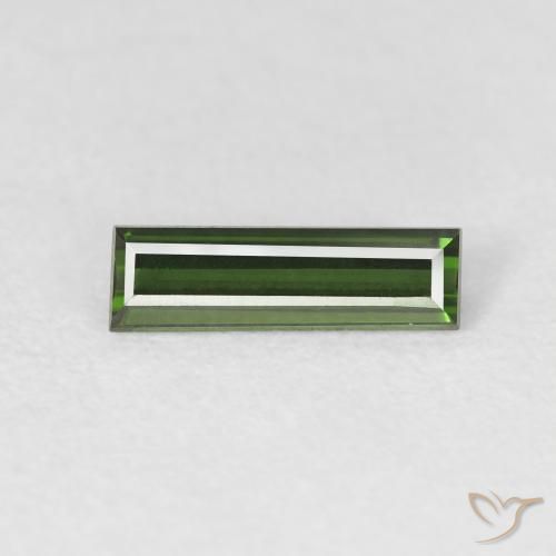 0.68ct Naturale Verde scuro Tormalina, Taglio a baguette, VVS