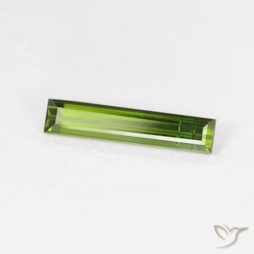 Tormalina Verde giallastro naturale da 0.52 ct, Taglio a baguette, VS-SI