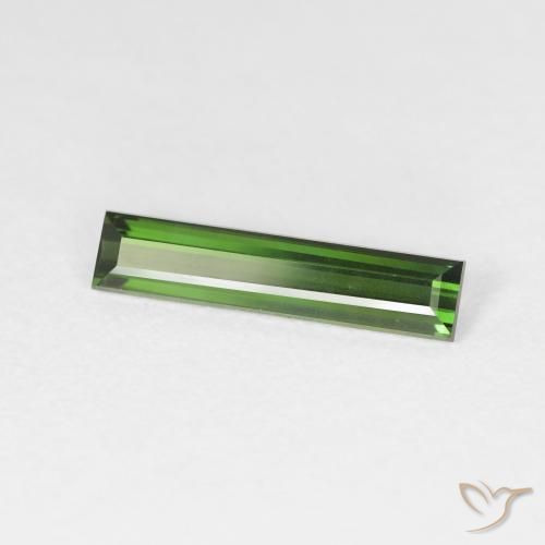 Tormalina Medium Dark-Green naturale da 1.17 ct, Taglio a baguette, VS