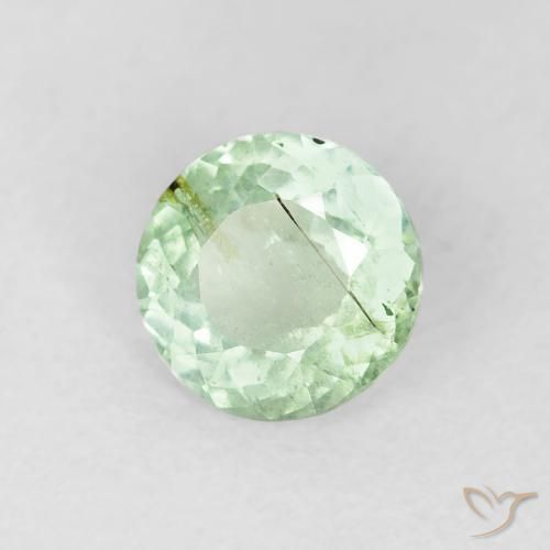Tormalina Verde Giallastro chiaro naturale da 0.86 ct, Rotondo, VS-SI