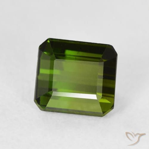 Tormalina Verde scuro naturale da 1.47 ct, Ottagonale / Taglio smeraldo, VVS