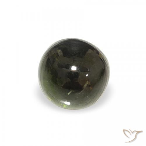 Tormalina Verde scuro naturale da 0.62 ct, Rotondo, Trasparente