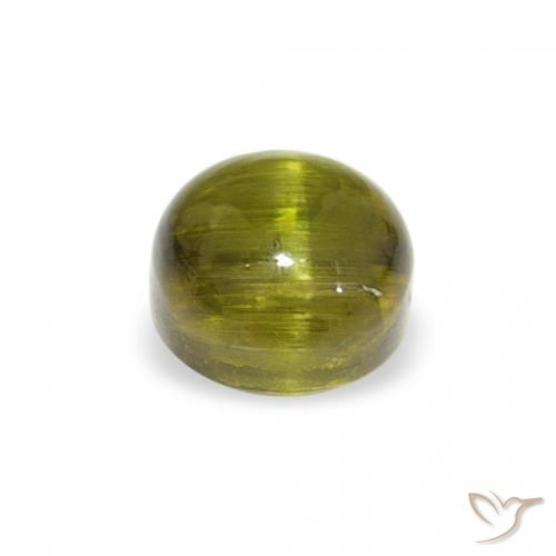 Tormalina Verde giallastro naturale da 0.84 ct, Rotondo, Trasparente