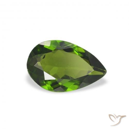 Tormalina Verde medio naturale da 0.74 ct, Forma a pera, VS