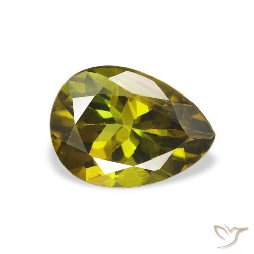 Tormalina Verde caldo naturale da 1.14 ct, Forma a pera, VVS-VS