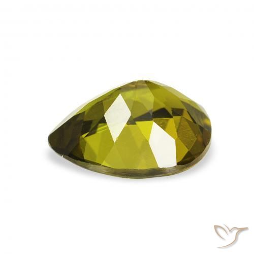 Tormalina Verde caldo naturale da 1.14 ct, Forma a pera, VVS-VS