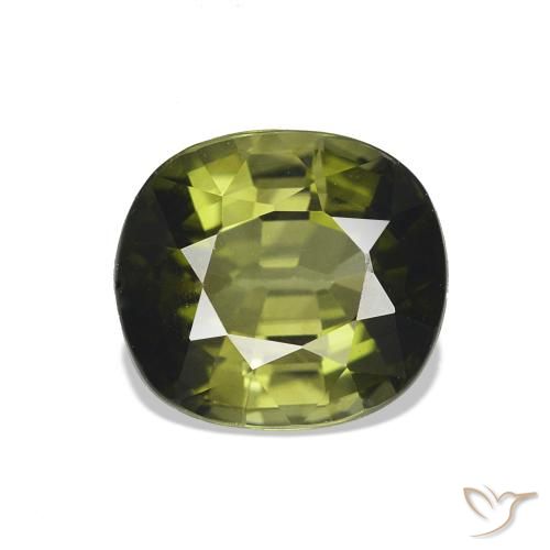 Tormalina Verde giallastro naturale da 1.62 ct, Cuscino, VVS