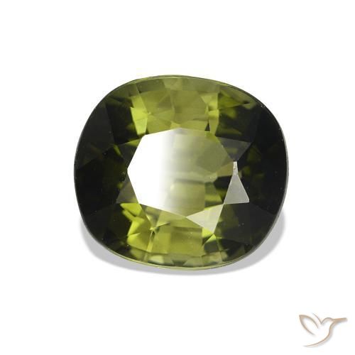 Tormalina Verde giallastro naturale da 1.62 ct, Cuscino, VVS